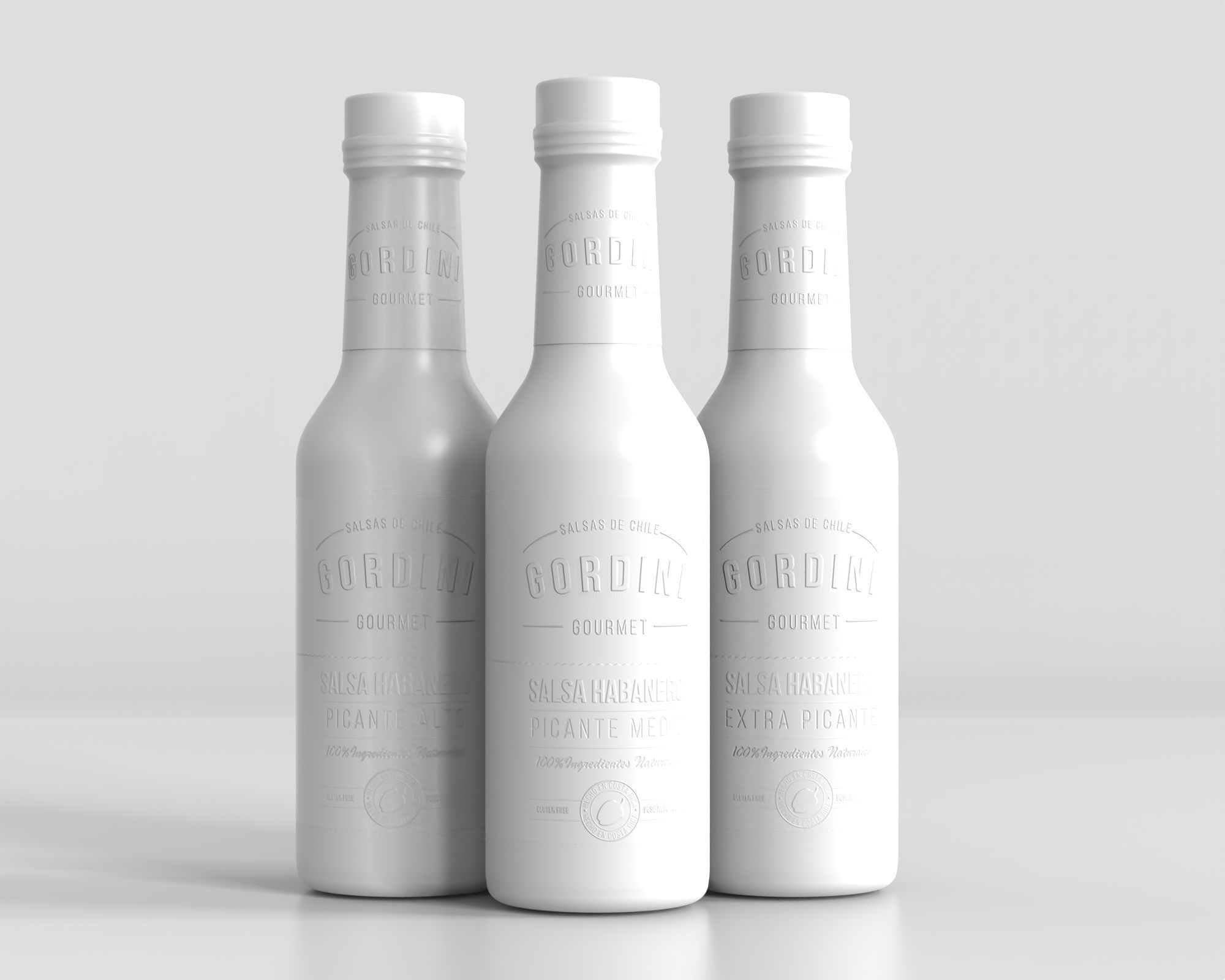 3D Model sauce glass bottle with Salsa Habanero 3D model_5