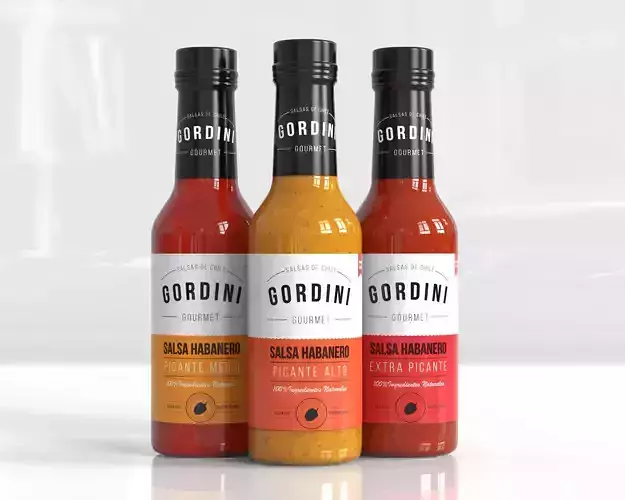 3D Model sauce glass bottle with Salsa Habanero
