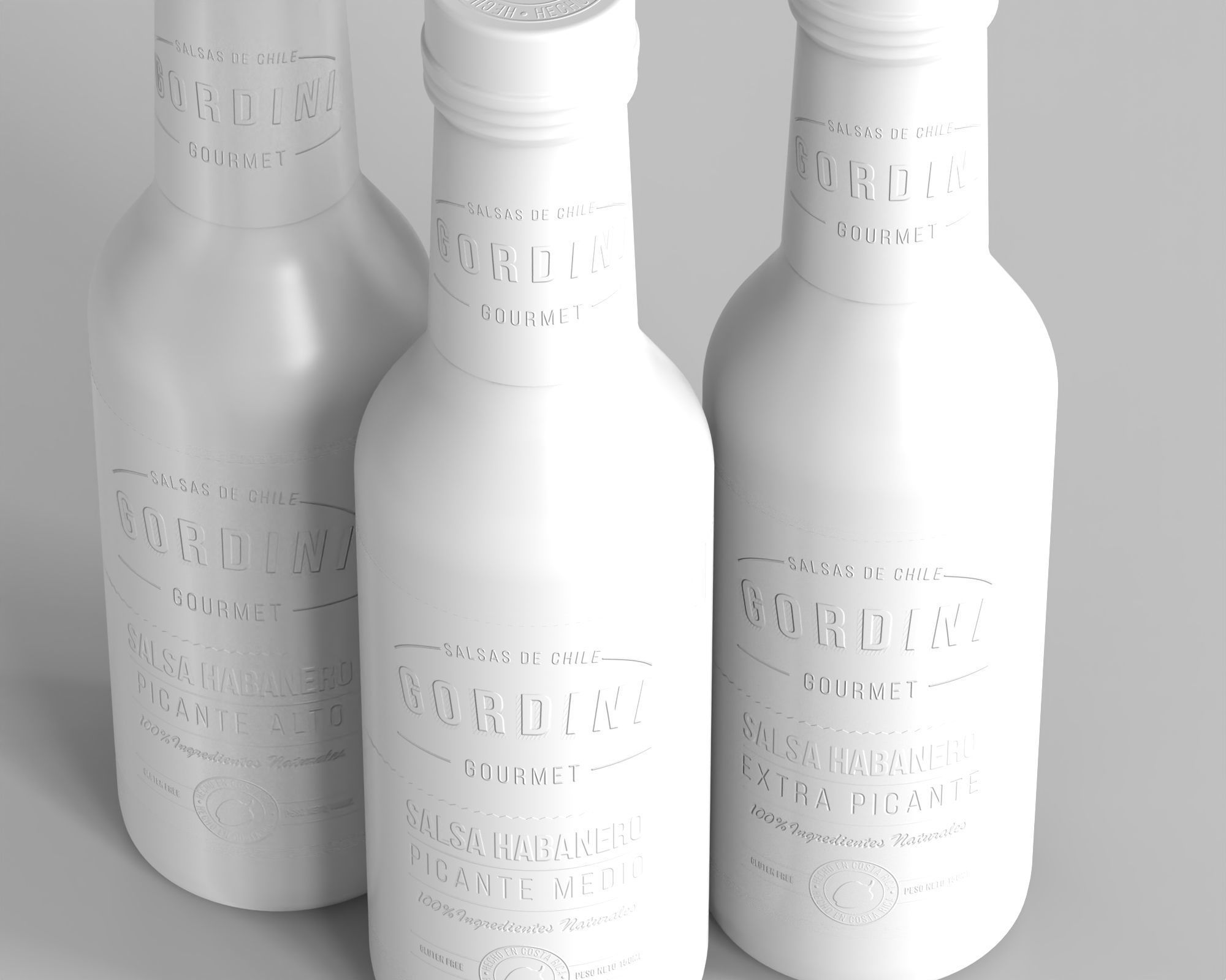 3D Model sauce glass bottle with Salsa Habanero 3D model_4