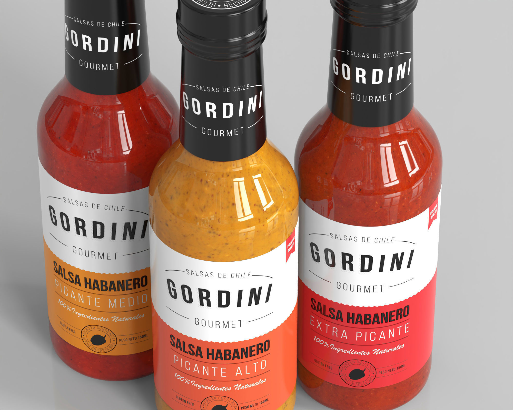 3D Model sauce glass bottle with Salsa Habanero 3D model_1