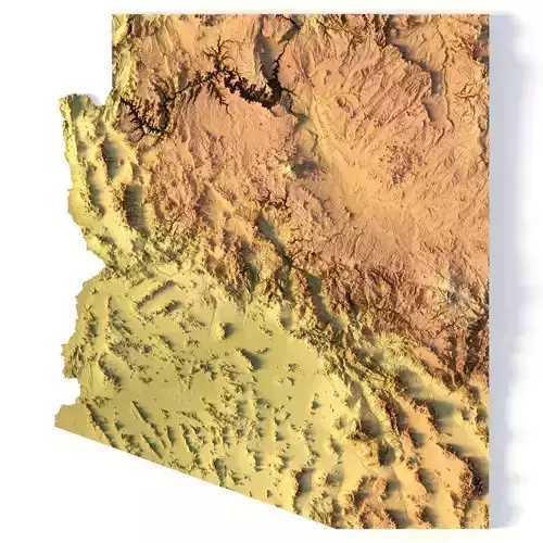 Arizona Map Topographic STL Model