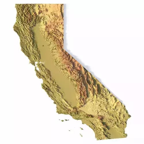 Topographic California Map STL Model