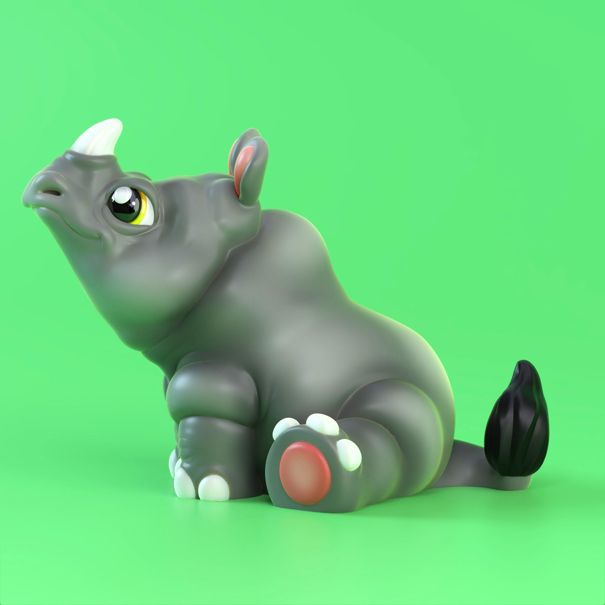 Cute Rhinoceros  no supports  3D print model_1