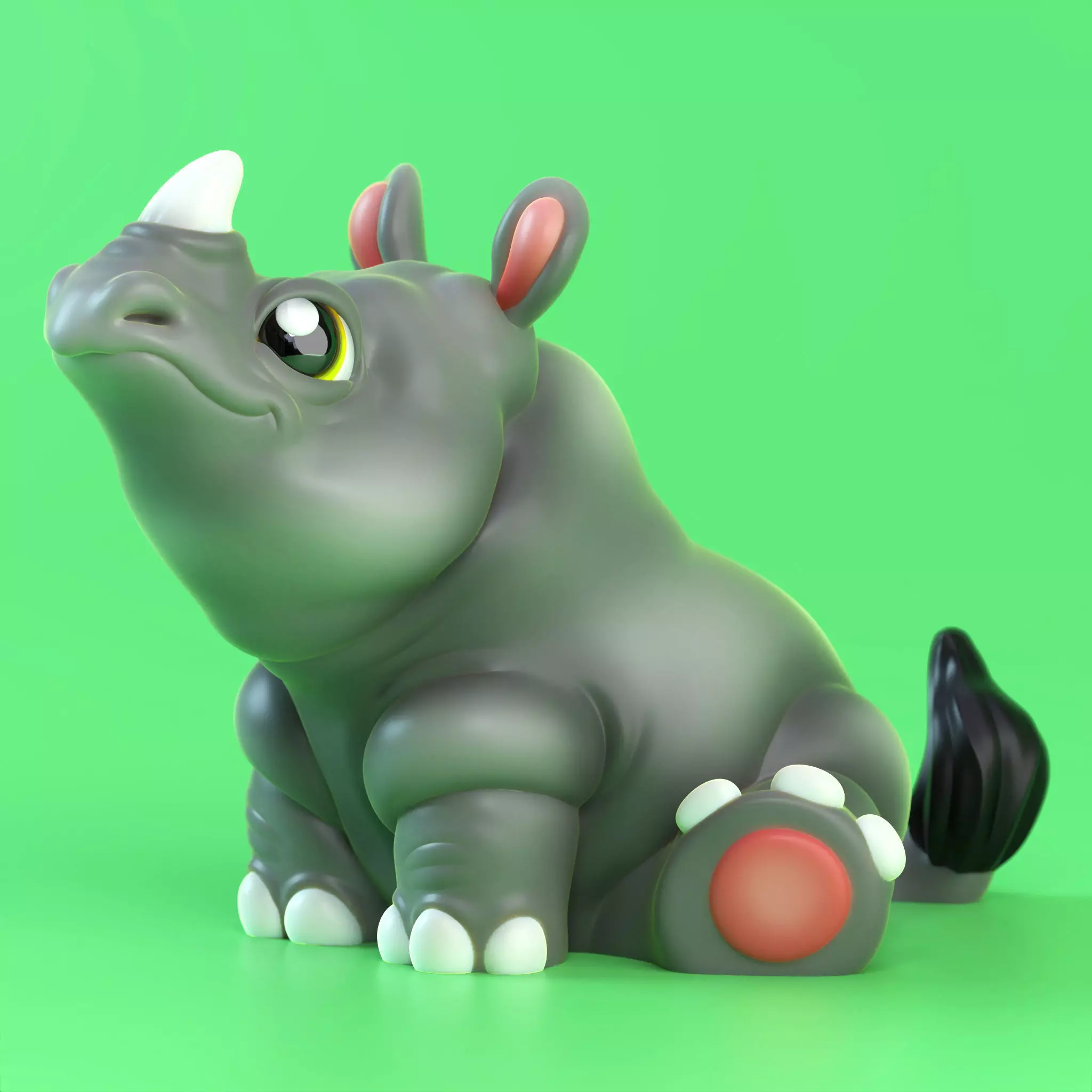 Cute Rhinoceros  no supports  3D print model_0