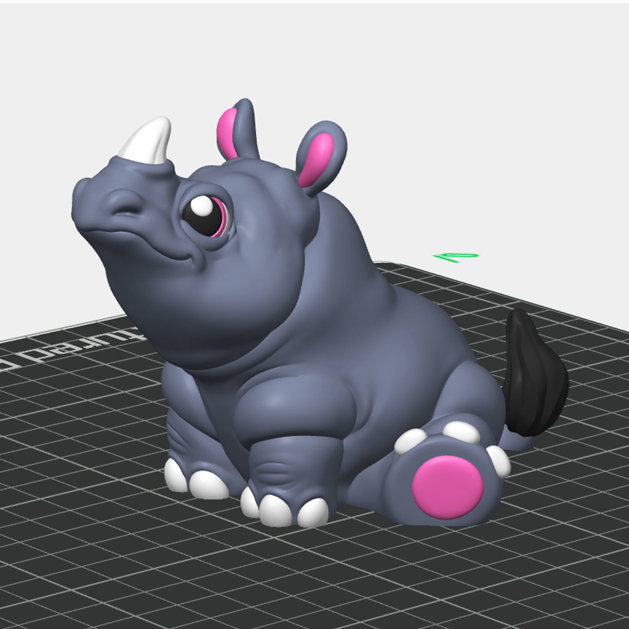 Cute Rhinoceros  no supports  3D print model_3