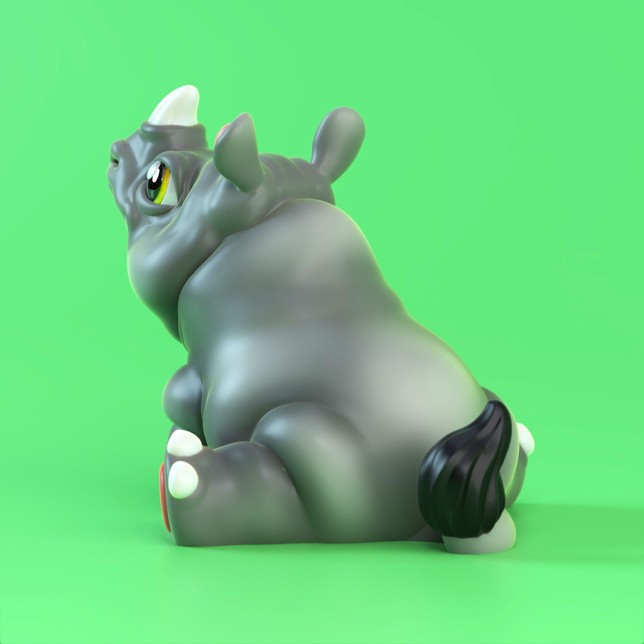Cute Rhinoceros  no supports  3D print model_2