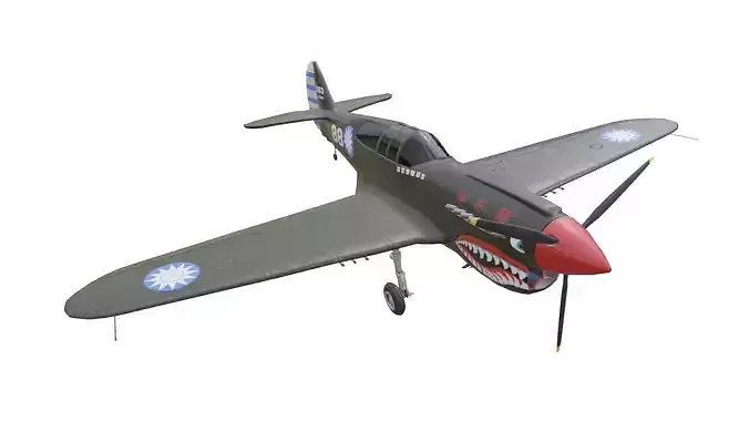 Curtis P 40 Airplane Low-poly 3D model