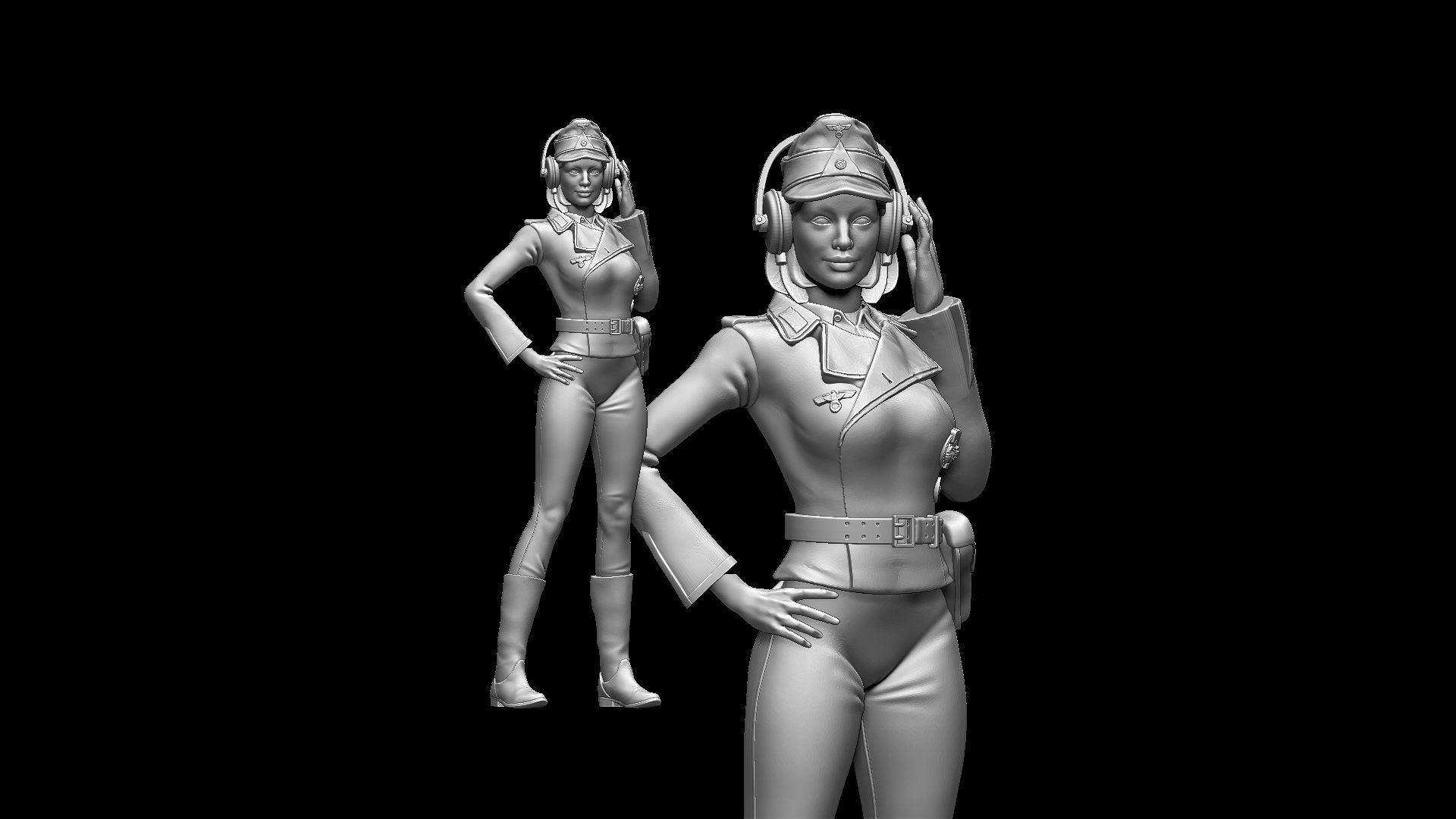 german girl tank crew 3D print model_1