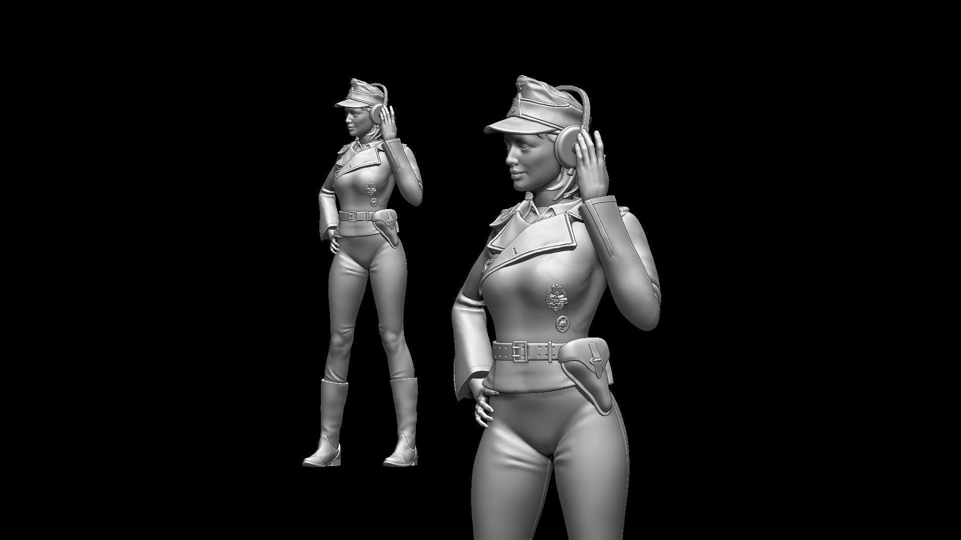 german girl tank crew 3D print model_2