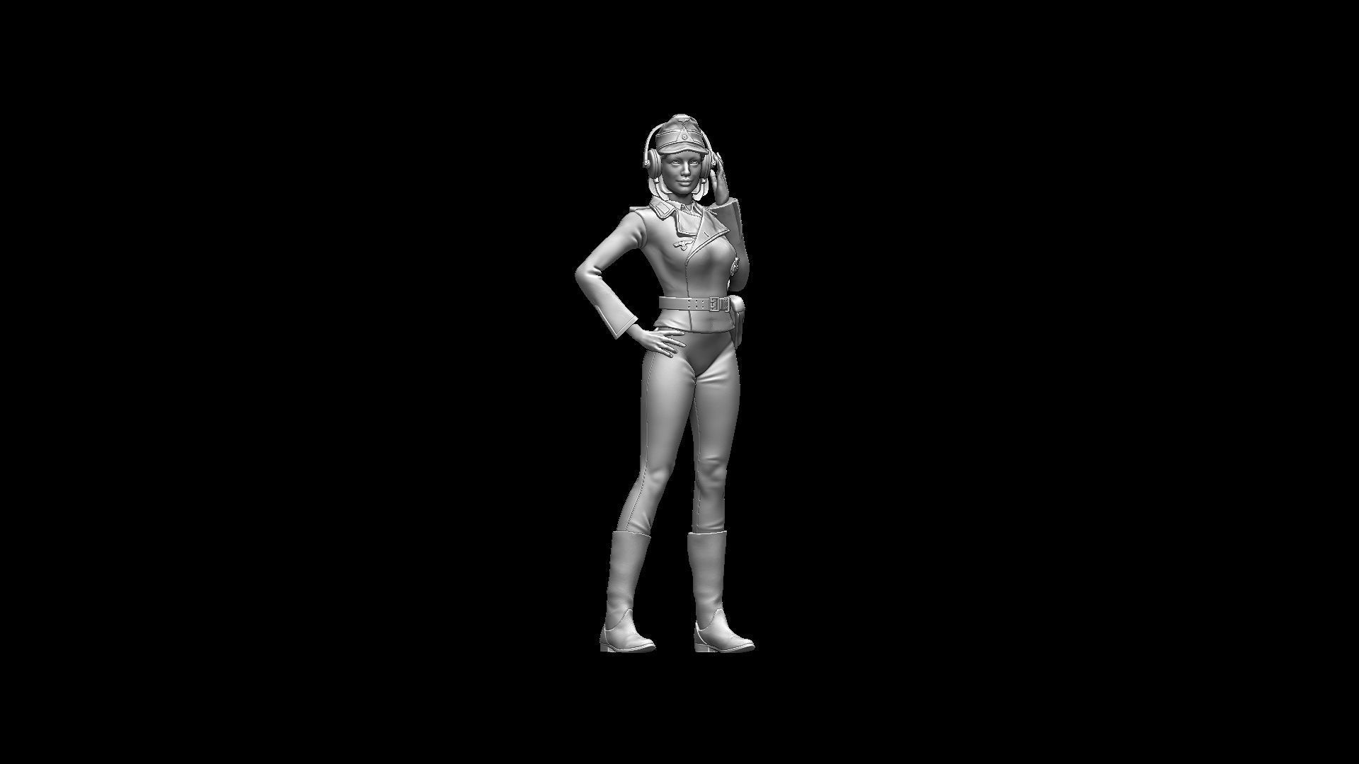 german girl tank crew 3D print model_8