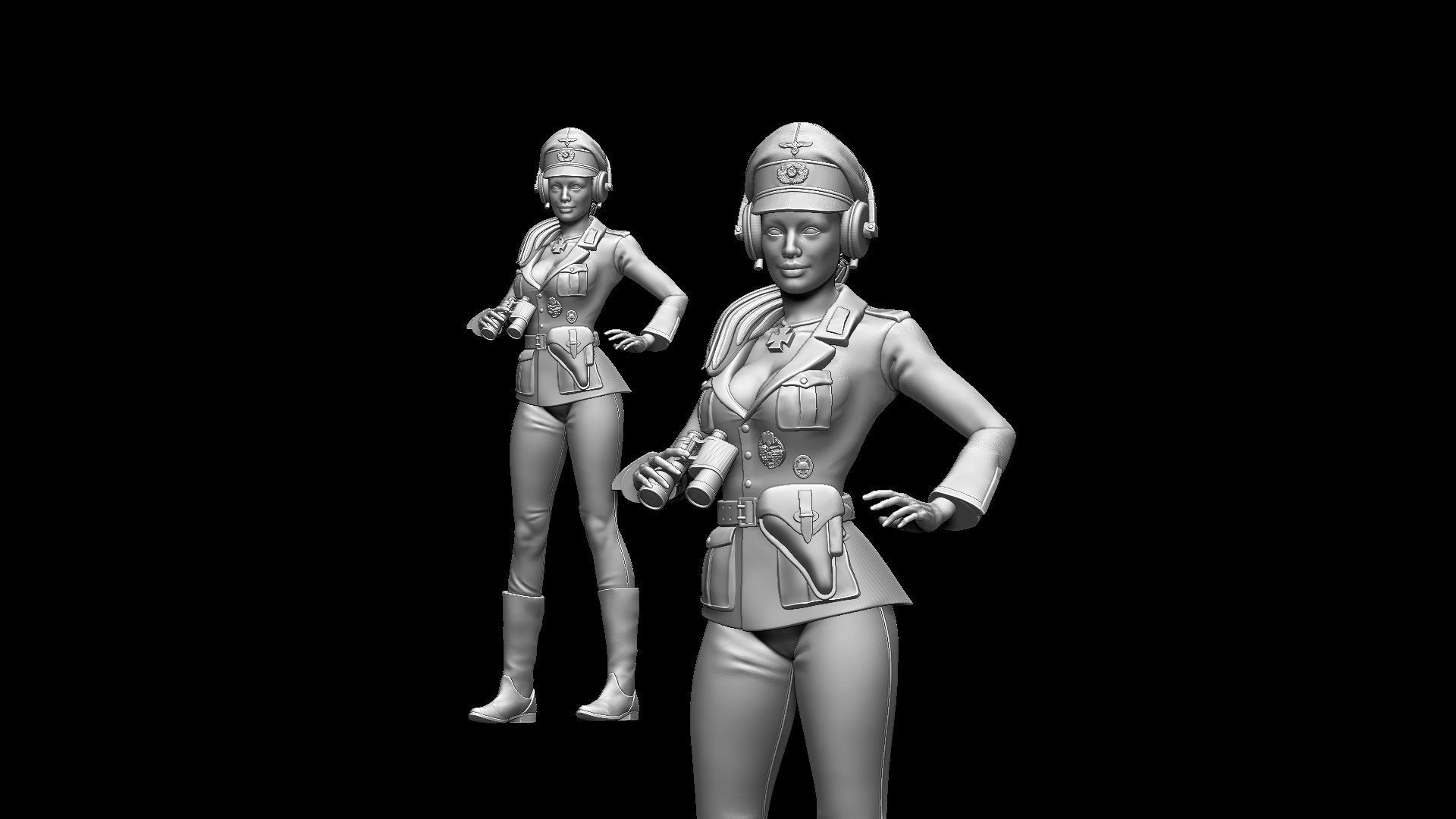 german girl tank crew 3D print model_4