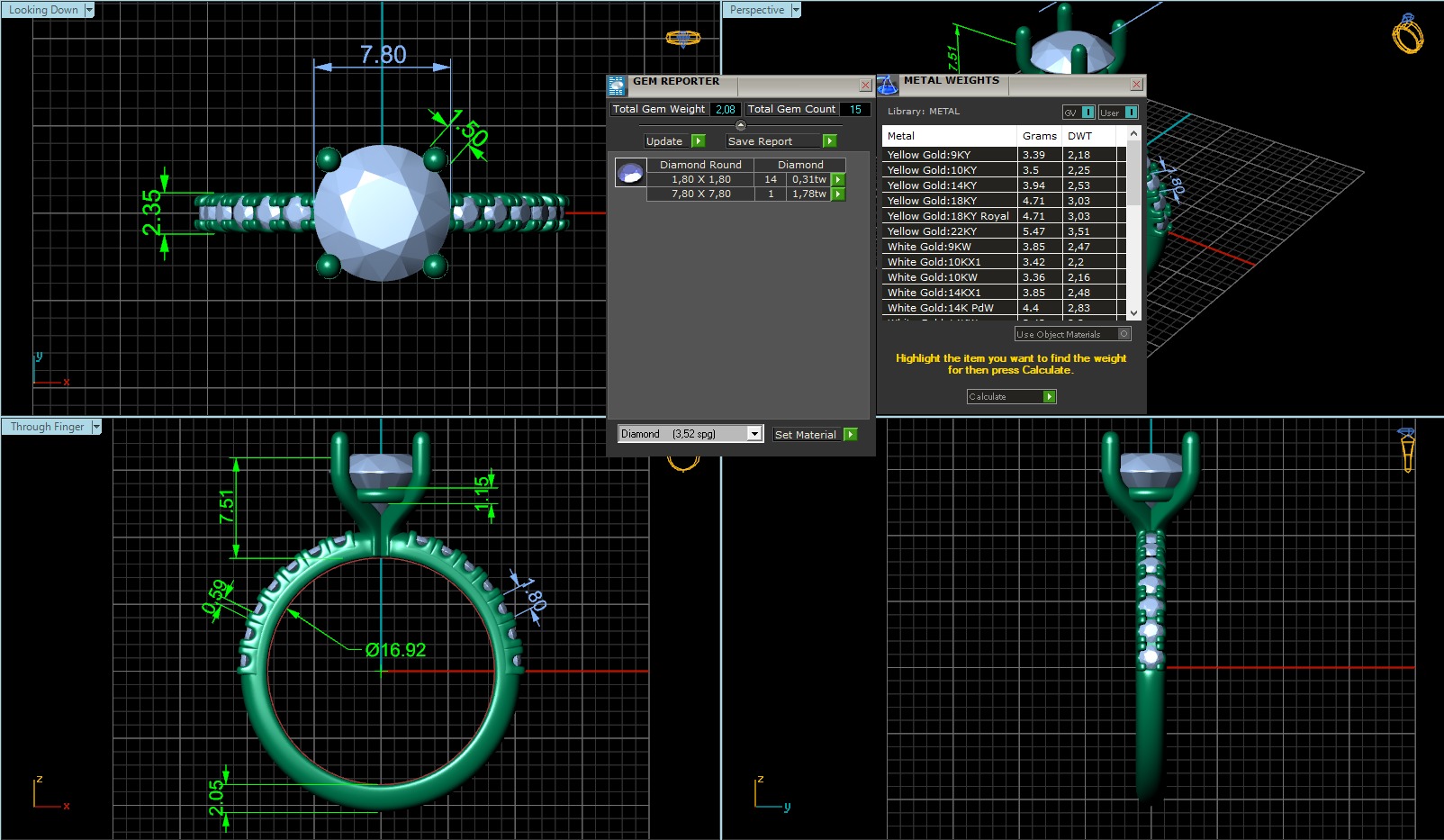 Single Row Round Cut Engagement Rings 3D print model_2