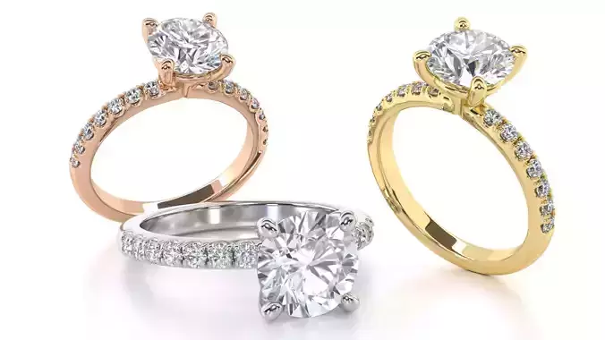 Single Row Round Cut Engagement Rings