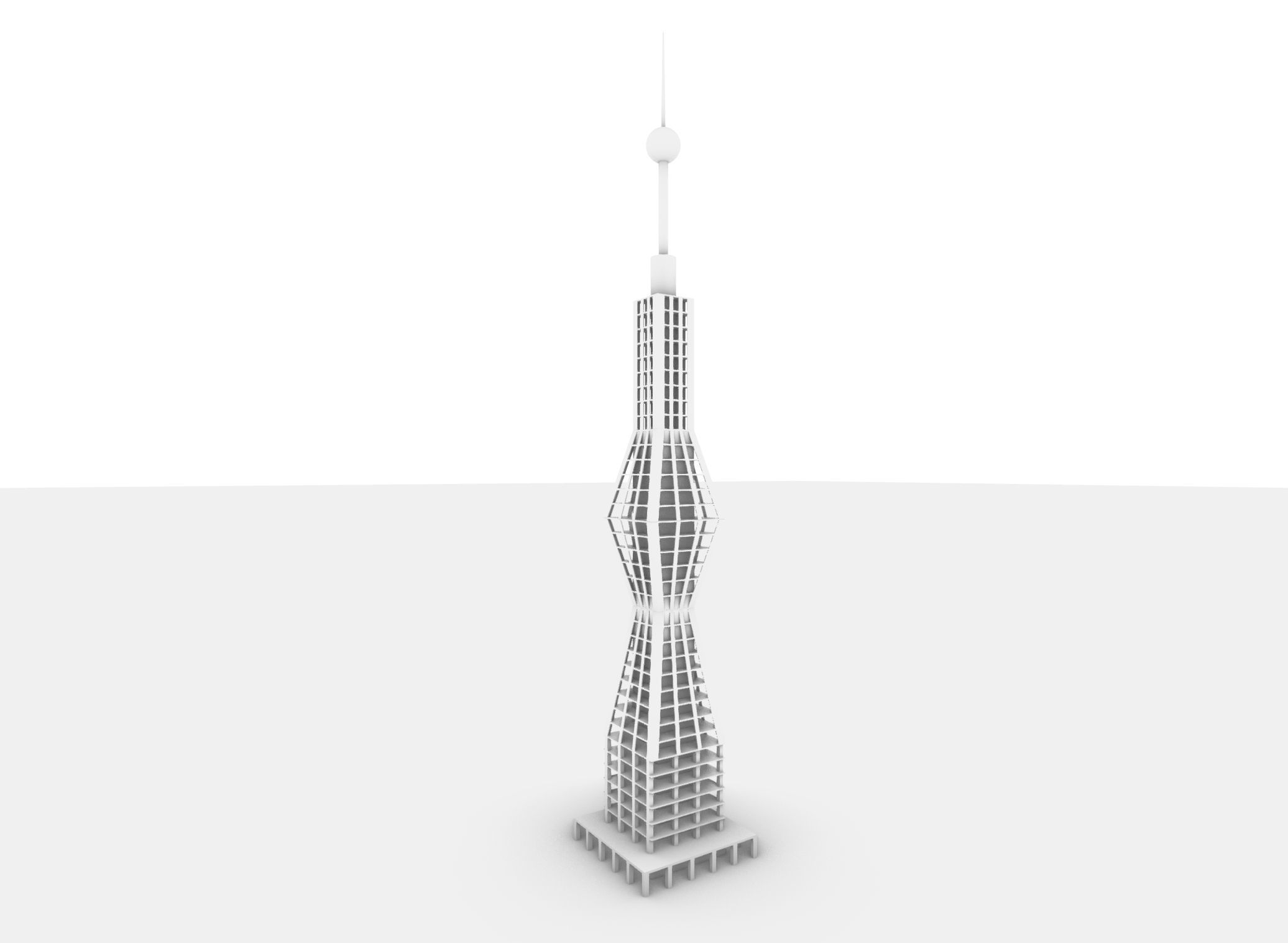 Futuristic Skyscraper Sci-Fi Building 3D model_10