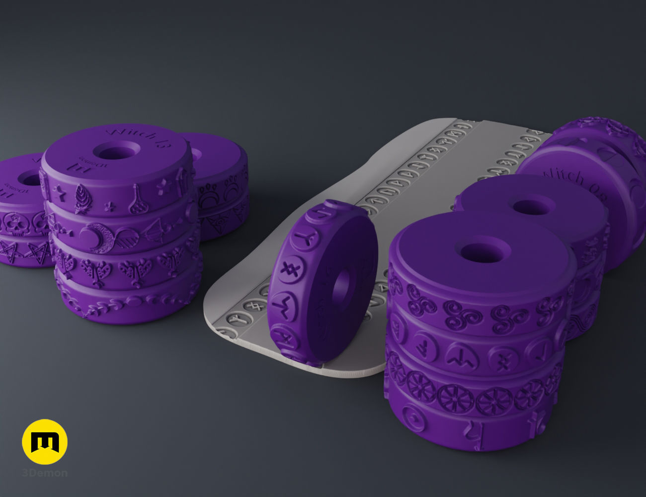 Stamp Wheels - Witchcraft Symbols 3D print model_1
