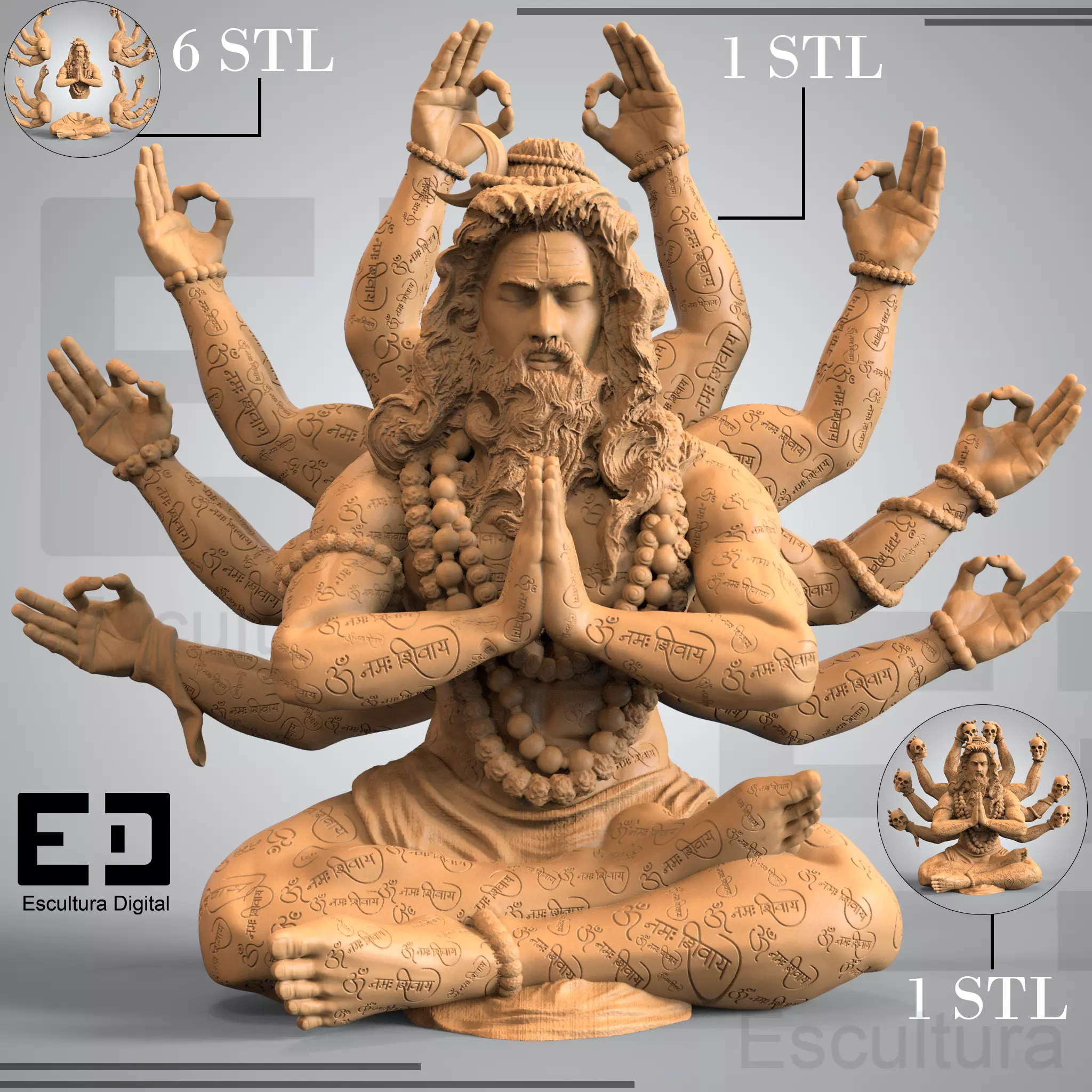 Lord Shiva - 10 Hands 3D print model