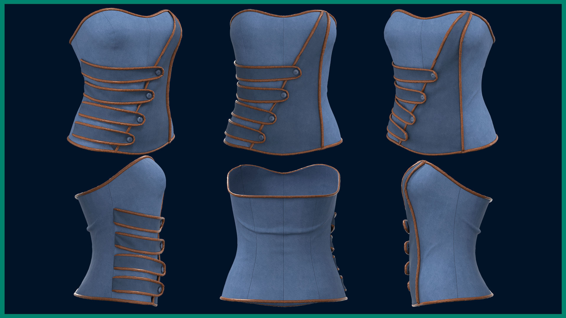 5 female corset 3D model_3