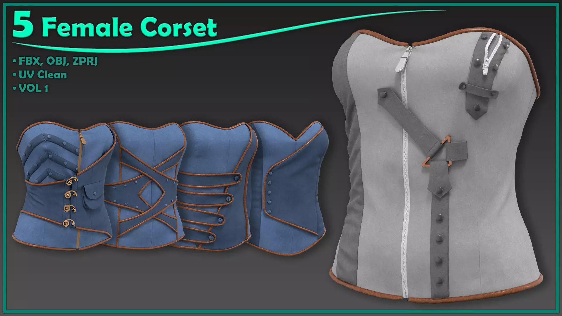 5 female corset 3D model_0