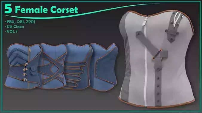 5 female corset 3D model