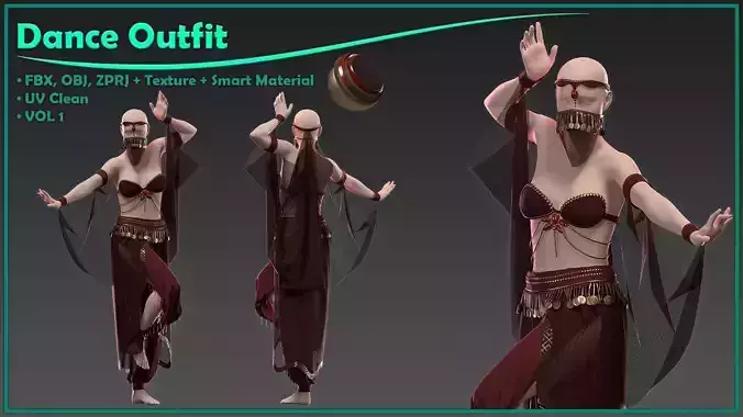 Arabic-Indian dance outfit with texture and smart material