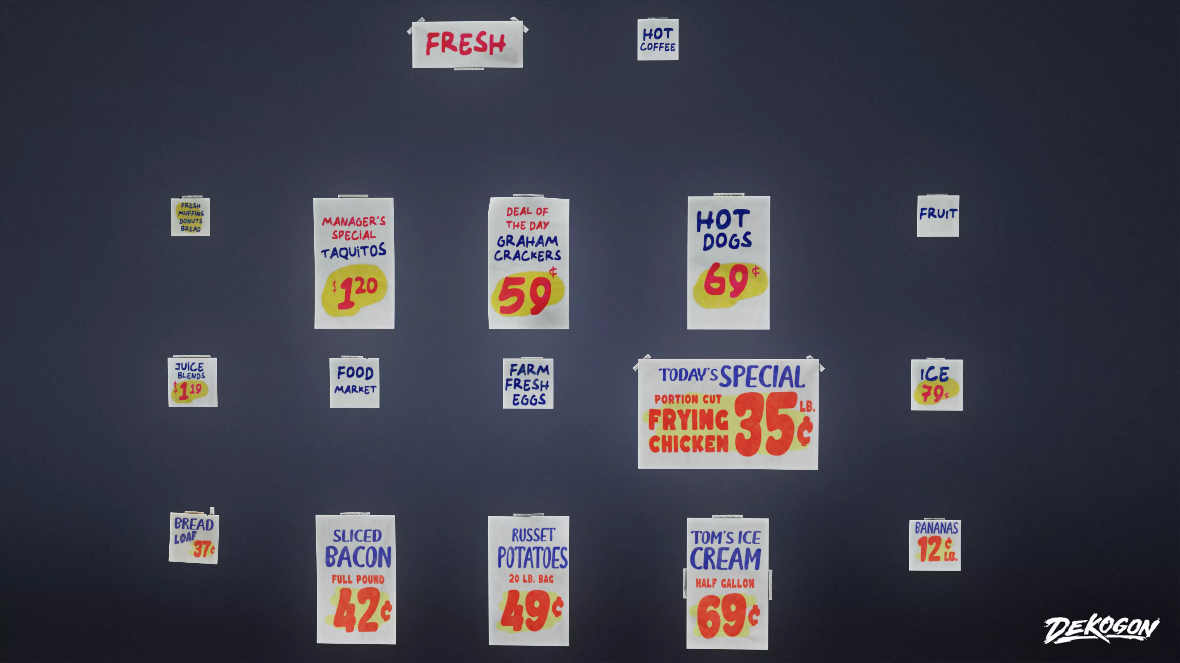 GROCERY - Grocery Signs 01 - LOW POLY AND NANITE Low-poly 3D model_0
