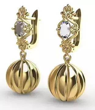 Earring Diamond 3D model Texture