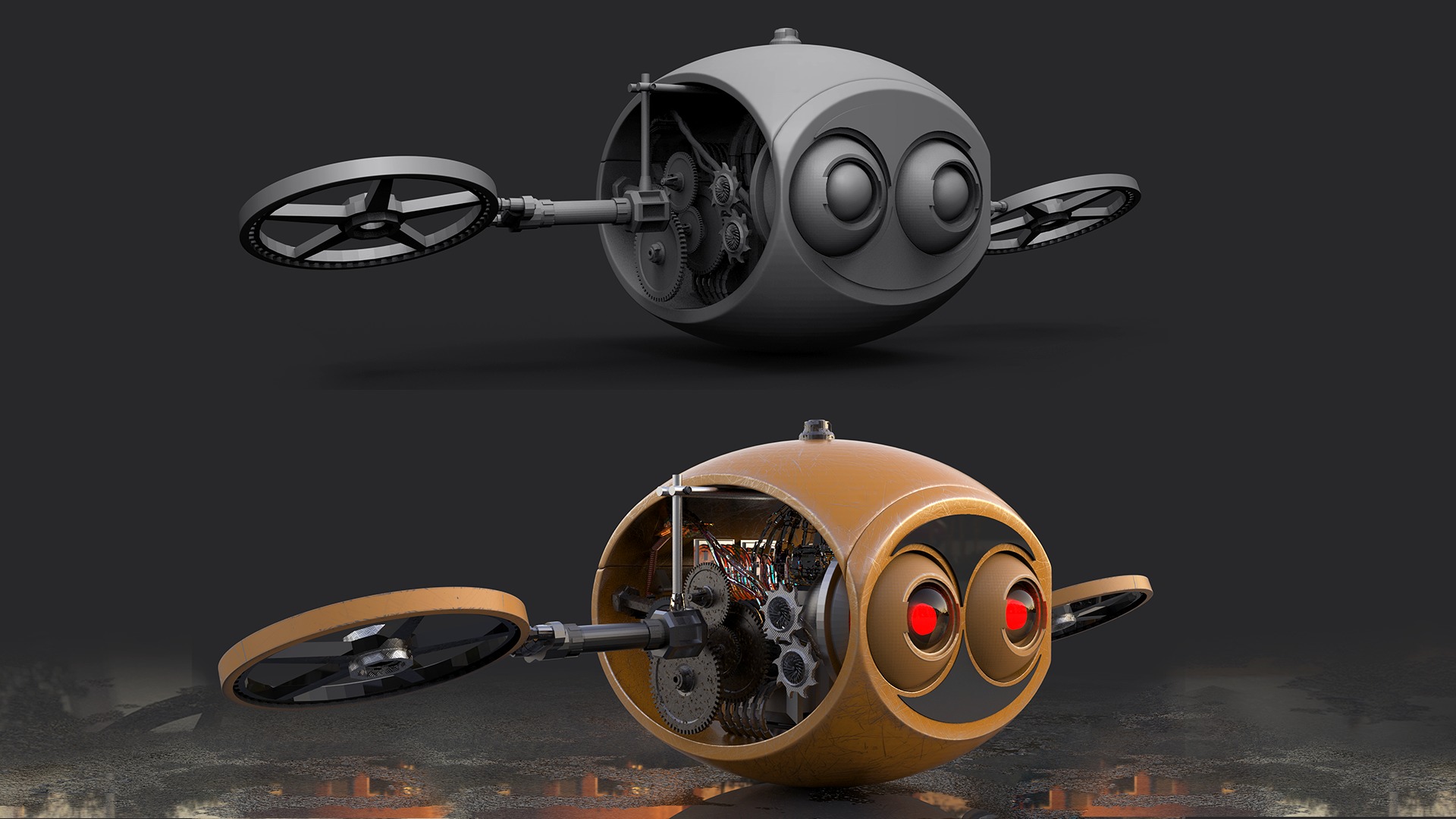 FREE Robot Drone and Character 3D model_4