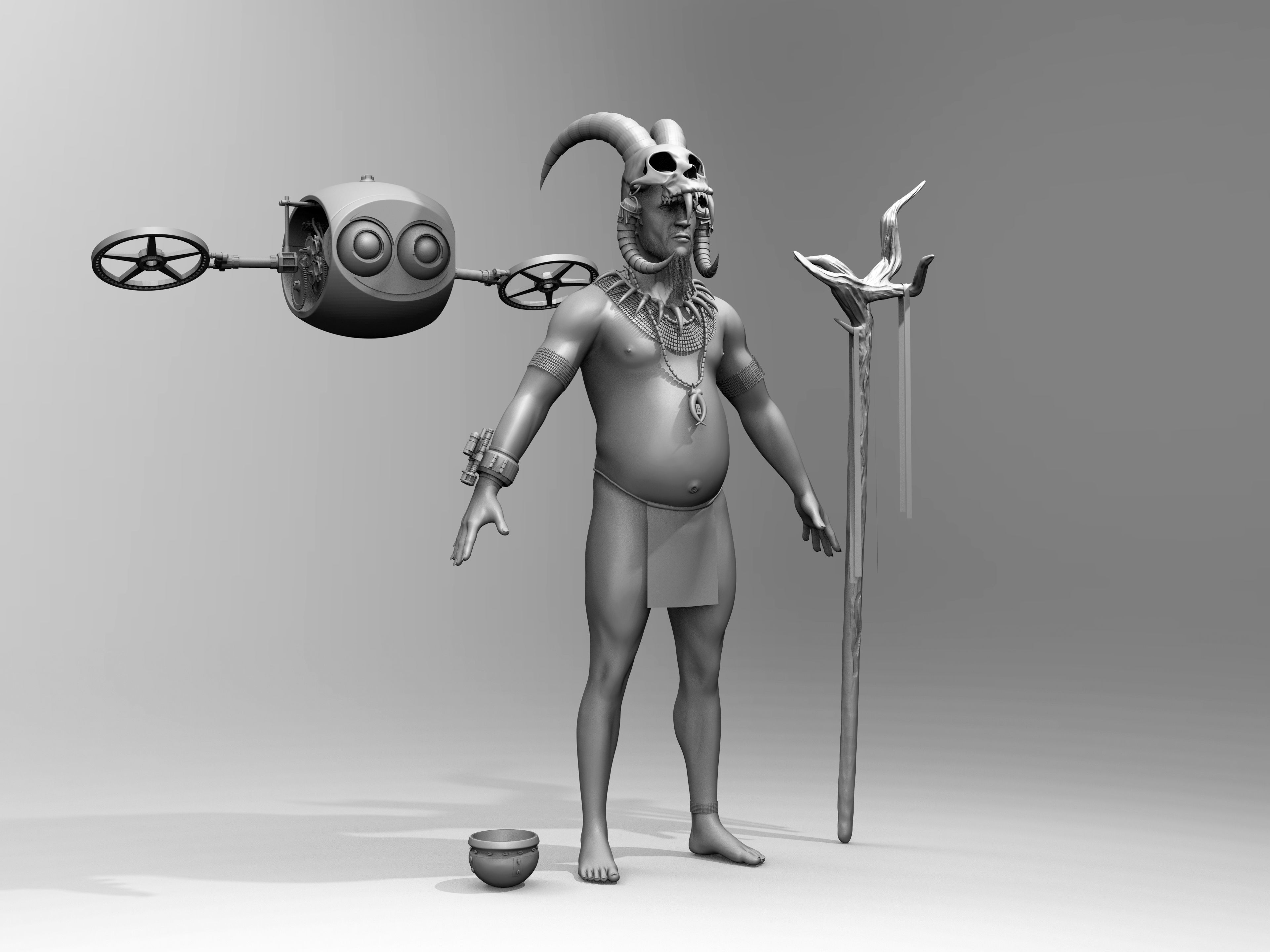 FREE Robot Drone and Character 3D model_36