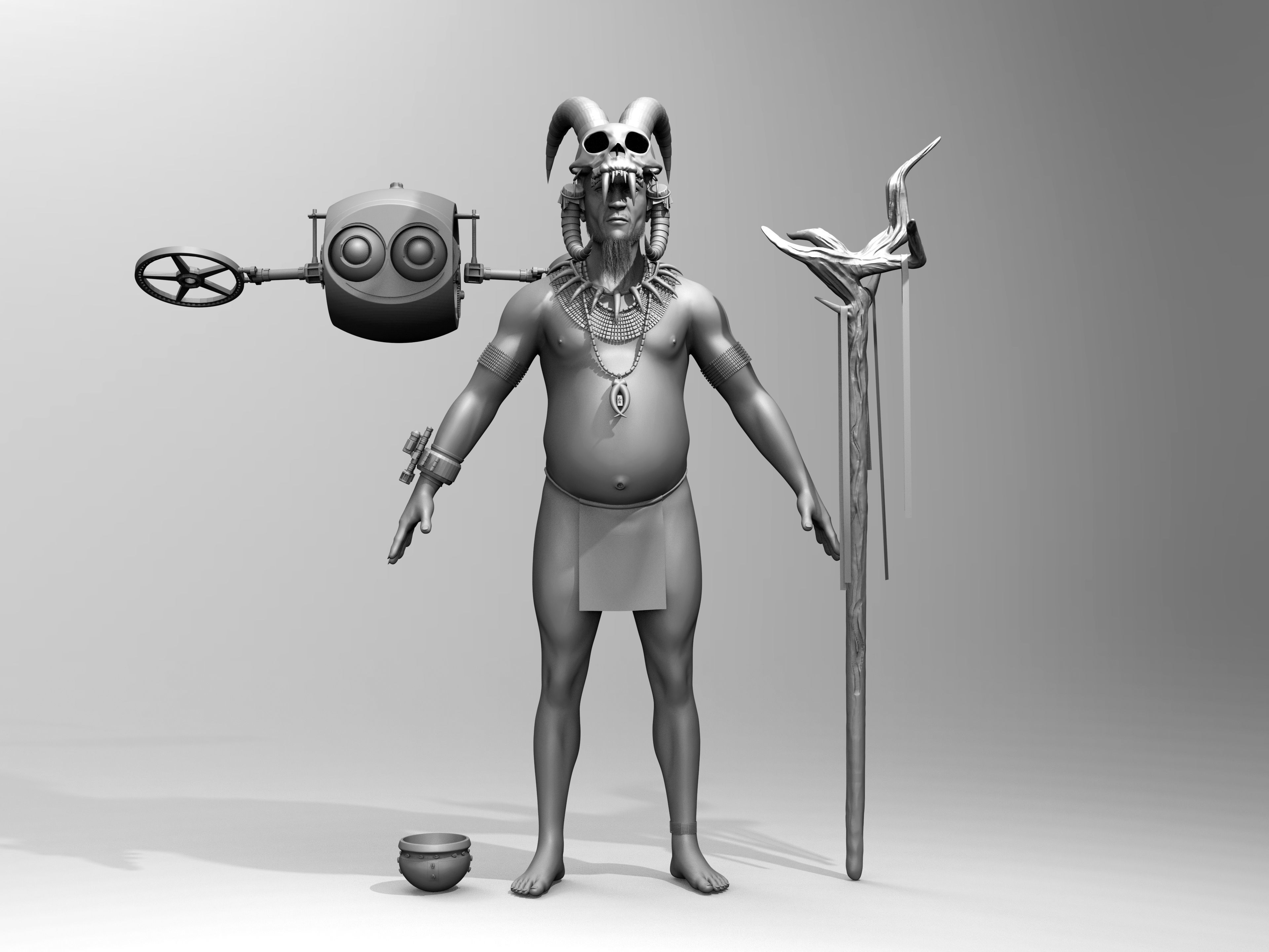 FREE Robot Drone and Character 3D model_38