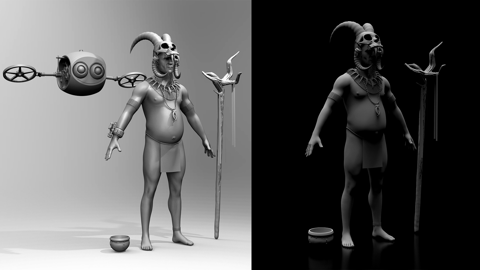 FREE Robot Drone and Character 3D model_3