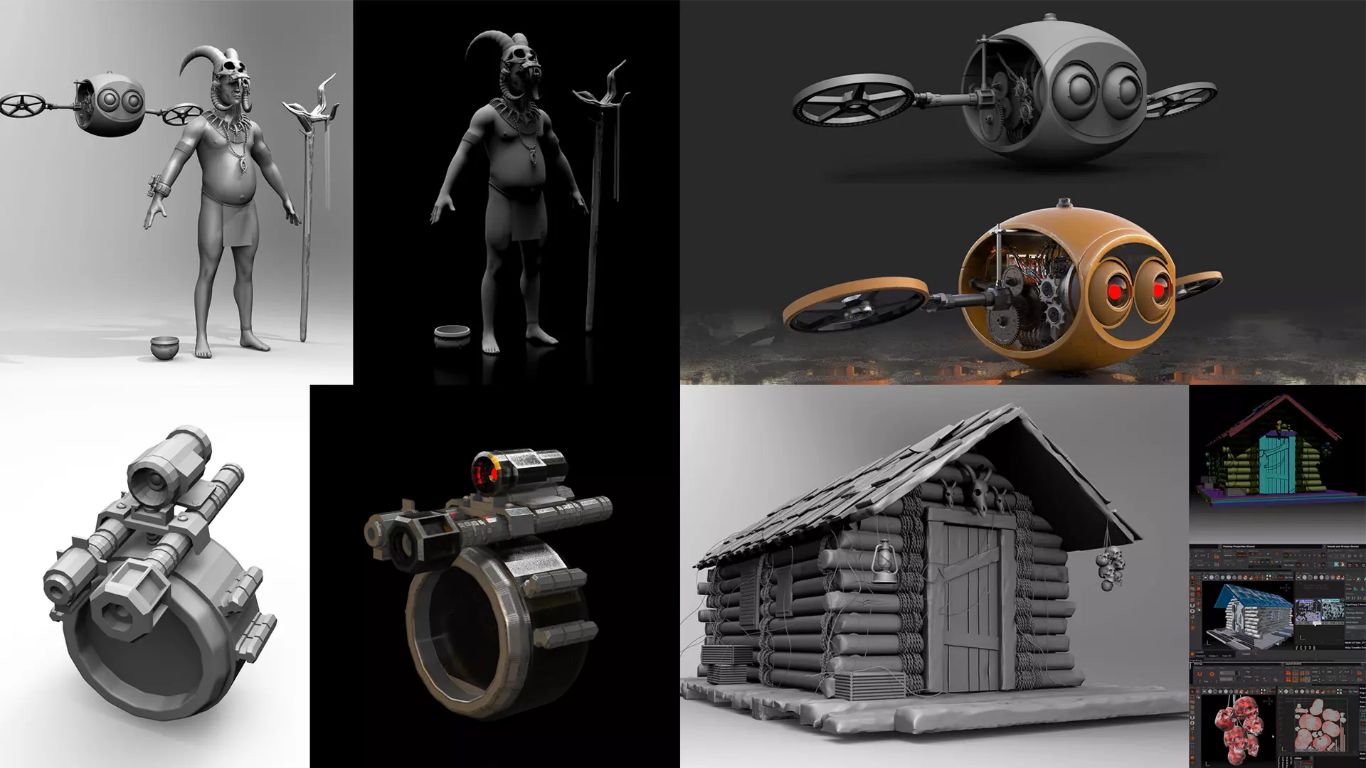 FREE Robot Drone and Character 3D model_0