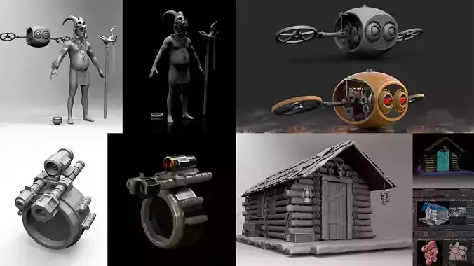 FREE Robot Drone and Character 3D model