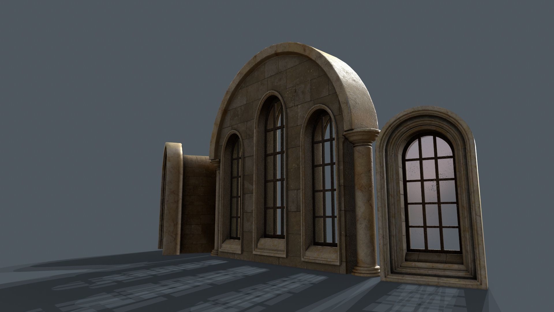 Medieval Window Set Low-poly 3D model_5