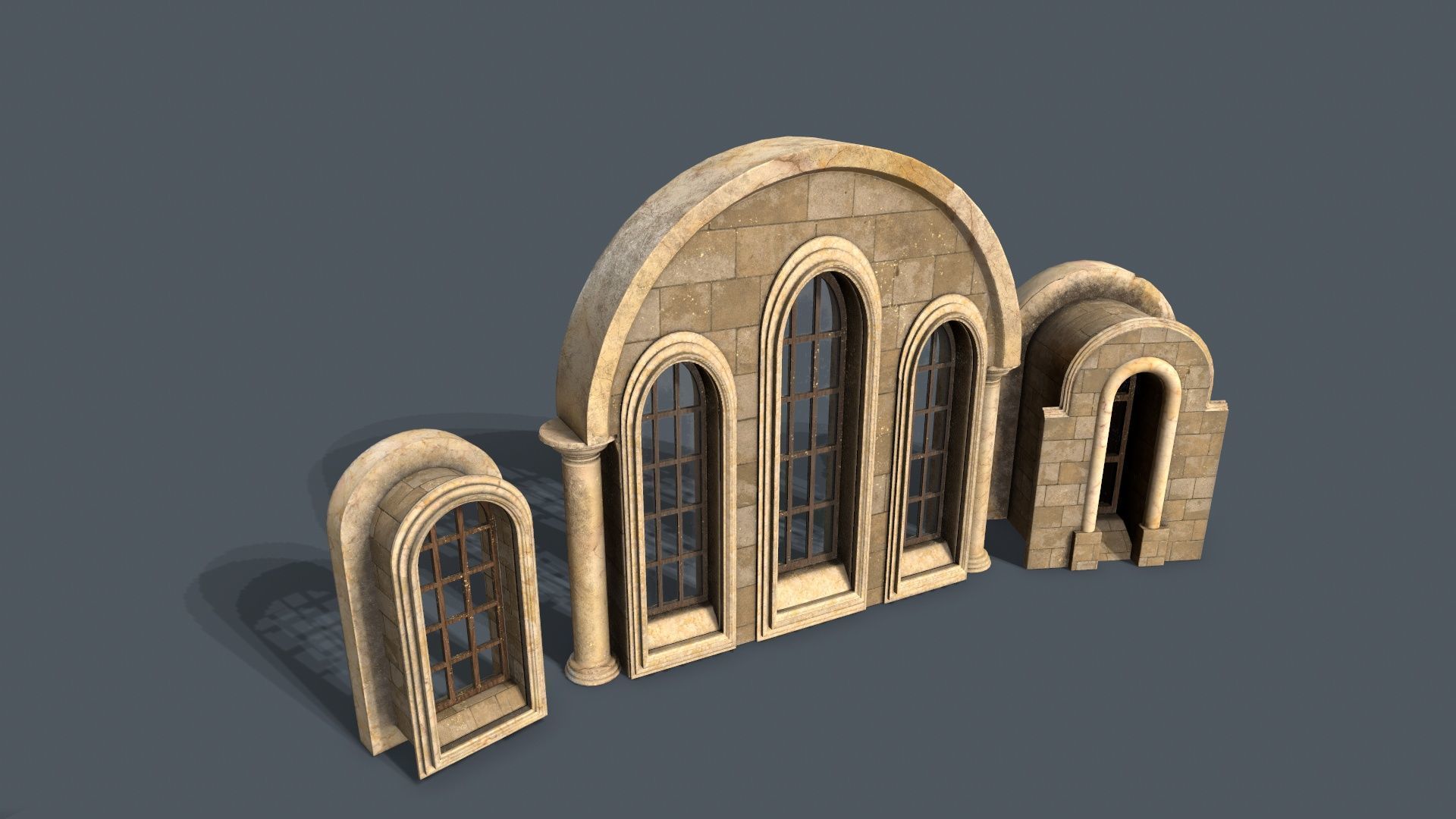 Medieval Window Set Low-poly 3D model_20