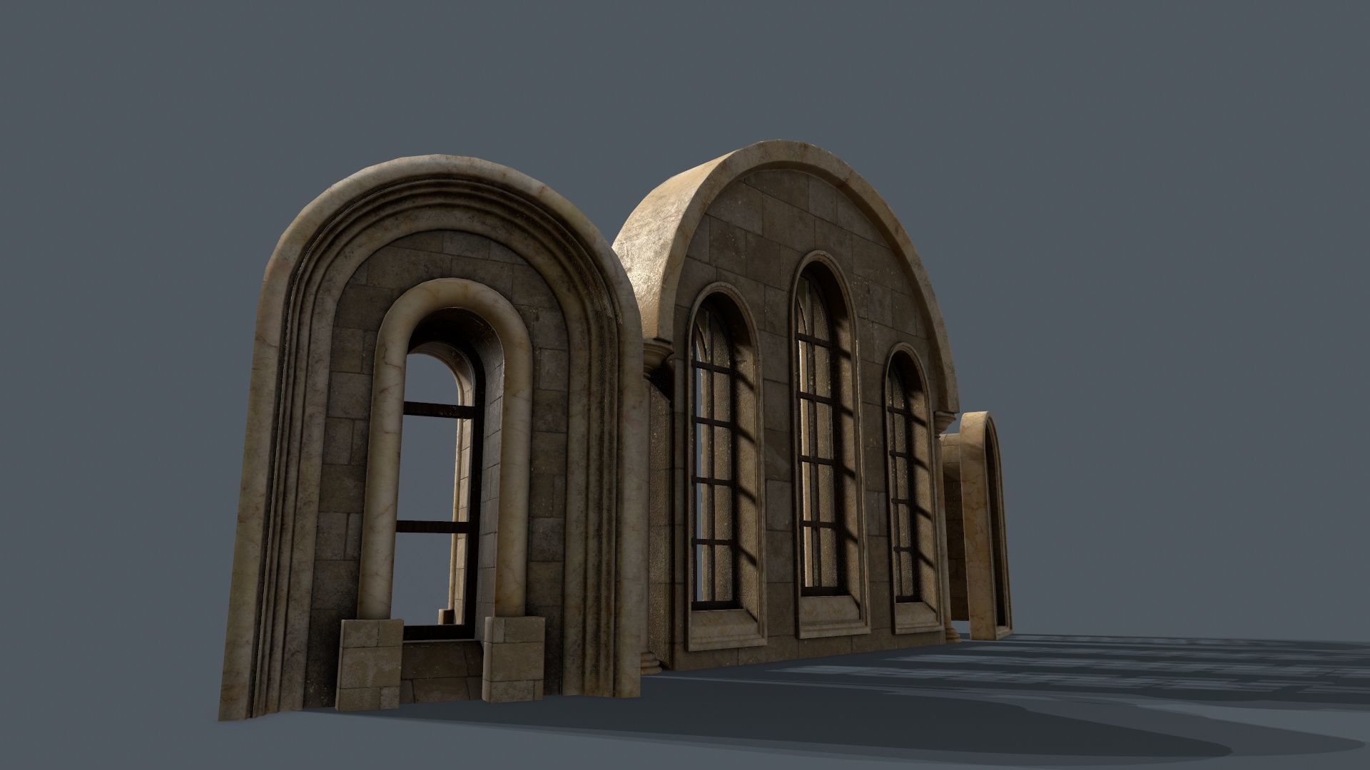 Medieval Window Set Low-poly 3D model_3