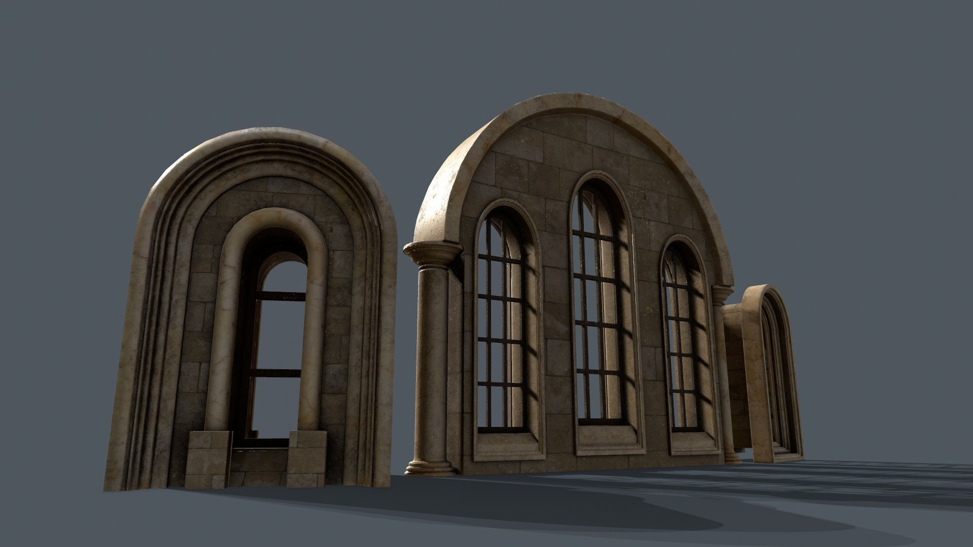 Medieval Window Set Low-poly 3D model_15