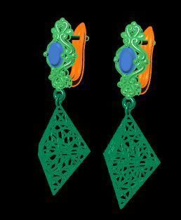 Earring Direct Casting Triangle 3D model Texture 3D 3D print model_17