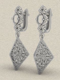 Earring Direct Casting Triangle 3D model Texture 3D 3D print model_6