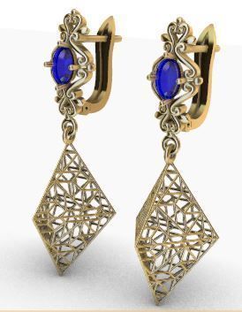 Earring Direct Casting Triangle 3D model Texture 3D 3D print model_11