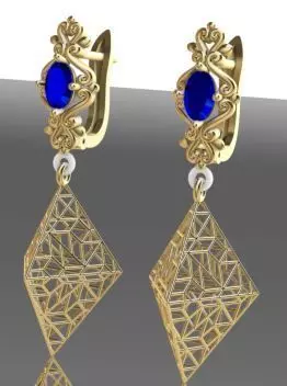 Earring Direct Casting Triangle 3D model Texture 3D 3D print model_0