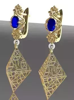 Earring Direct Casting Triangle 3D model Texture 3D 3D print model