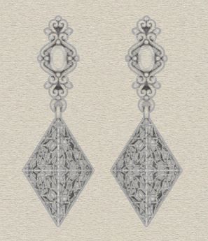 Earring Direct Casting Triangle 3D model Texture 3D 3D print model_5