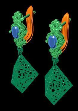 Earring Direct Casting Triangle 3D model Texture 3D 3D print model_16