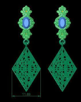 Earring Direct Casting Triangle 3D model Texture 3D 3D print model_19