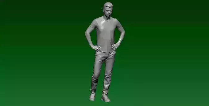 man wearing t-shirt statue - 3D print 3D print model