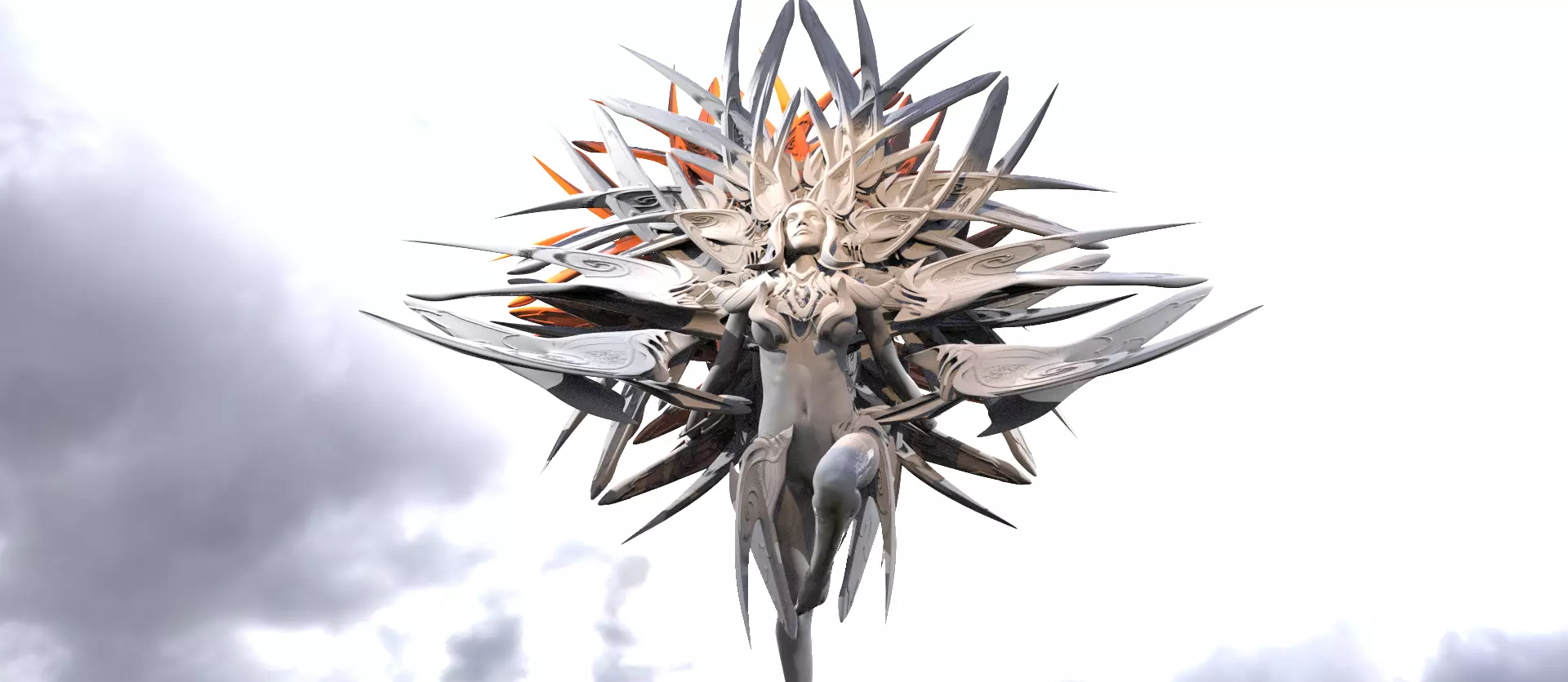 Angel of Abundance Crystal Star statue 3D model_0