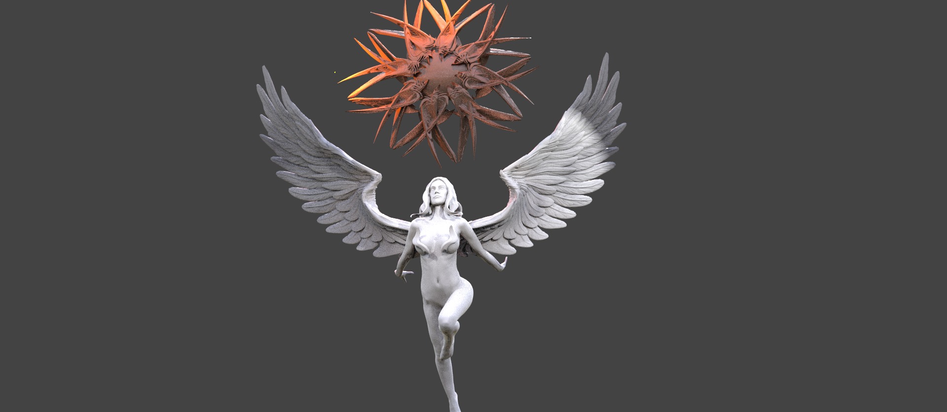 Angel of Abundance Crystal Star statue 3D model_1