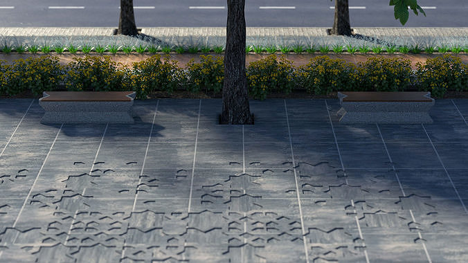 City Street realistic visualization 3D model 5