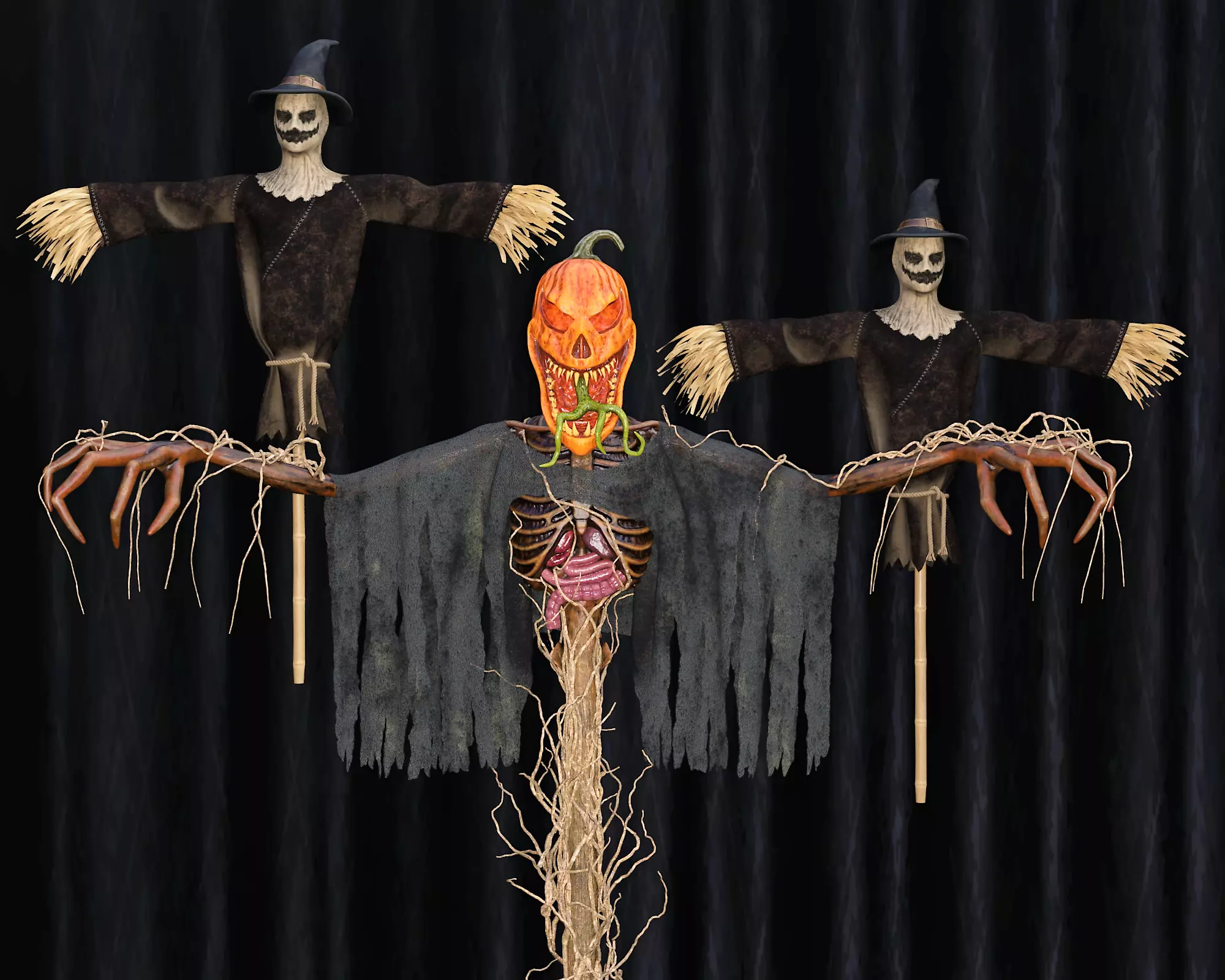 Scarecrow Halloween Low-poly 3D model_0