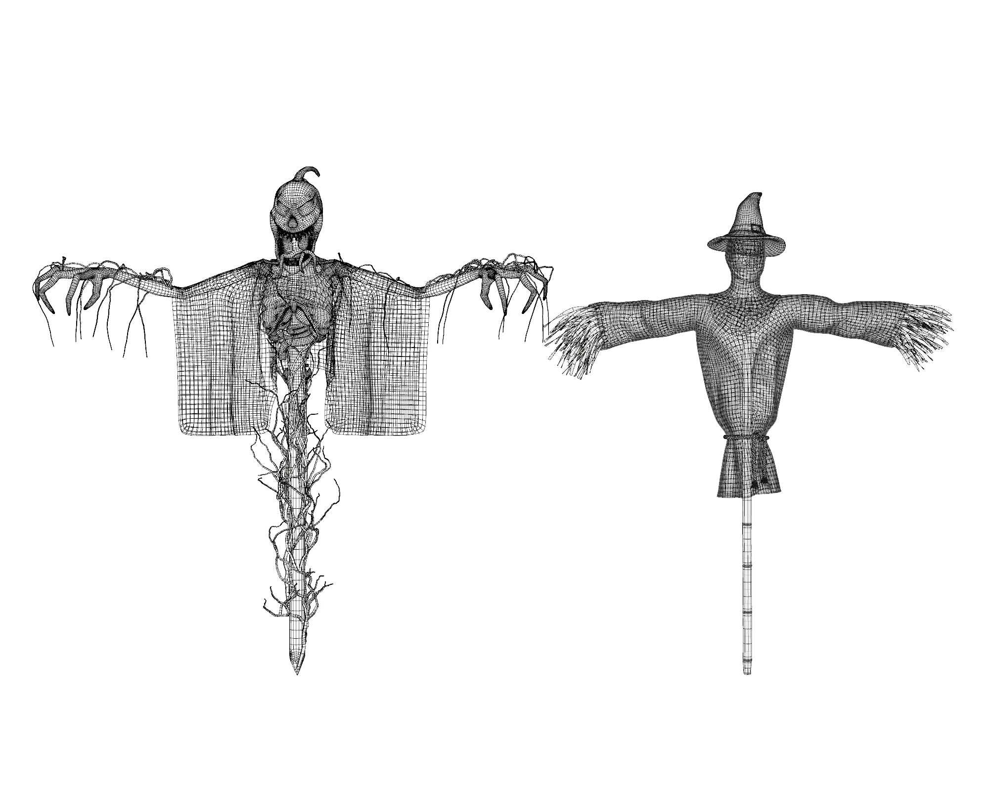Scarecrow Halloween Low-poly 3D model_18